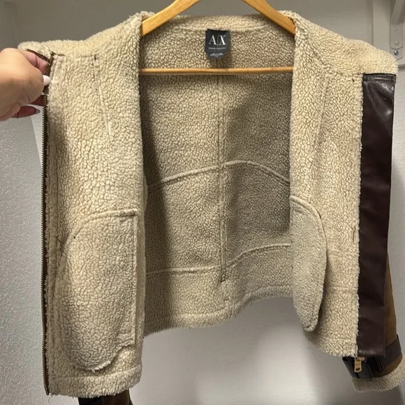 Armani exchange women’s brown shearling Jacket size small - Picture 3 of 9